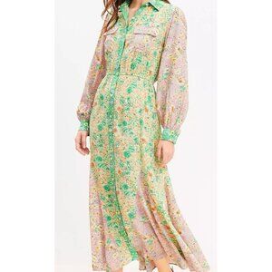 Loft Godet Pocket Boho Maxi Shirt Dress